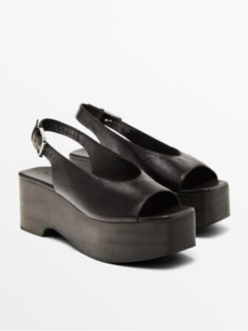 Massimo Dutti NWT leather platform open toe sandals brown 1643/550